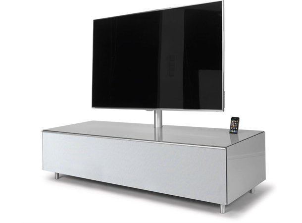 Spectral TV bord Scala SC1100 SNG, hvit Design TV møbel med sølv stoff front